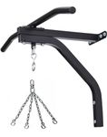 Wall Mounted Stand Heavy Duty Iron Multifunctional Pull Up Bar with Chain Bracket Hanging Stand Skipping Rop & Hand Gripper Gym for Triceps lats Biceps Upper Body Workouts