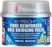 E-TECH Fibre Reinforced Hole Bridging Filler For use on bare steel and paint repairs from damaged body panels Car body repair, restoration, glass fibre, waterproof and can be over painted