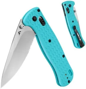 FLISSA 4.5" Folding Pocket Knife, Lightweight EDC Pocket Knife with Axis Lock, 3.2" AUS-8 Steel Blade, Sharp Camping Hiking Knife with Pocket Clip, Unique Tool Gift for Men, Dad (Blue)