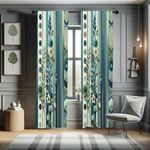 Ambesonne Bohemian Curtains, Hexagons Floral Botany Art in Cold Colors Ocean and Nature Tones, Window Treatments 2 Panel Set for Living Room Bedroom, Pair of - 28" x 95", Teal Green and Sea Blue