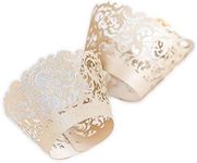 YOZATIA 60 Ivory Vine Lace Cupcake Wrapper, Laser Cut Cupcake Liners for Weddings Birthdays Tea Parties and any Special Event- Ivory