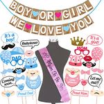 WOBBOX Baby Shower Combo of Party Props 30 Pcs & Jute Style Boy Or Girl We Love You Bunting Banner, with Mum to be Light Pink Sash, Baby Shower Decoration Item (Pack of 3)