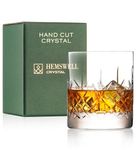 Hemswell Crystal Single Whiskey Tasting Glass - 310ml Old Fashioned Glasses Whiskey Tumbler - Traditional Cut Lead Free High Clarity Crystal Whisky Tumbler - Presentation Box