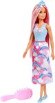 Barbie Doll Rainbow Princess Look with Extra-Long Pink Hair and Hairbrush