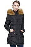 Orolay Winter Coats for Women Warm Faux Fur Hooded Down Jacket Outdoor Puffer Jacket Black XS