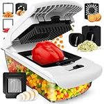 Vegetable Chopper Vegetable Cutter - Food Onion Salad Veggie Chopper with Container - French Fry Potato Dicer Slicer Cutter - Kitchen Tools & Gadgets (8-in-1 White)