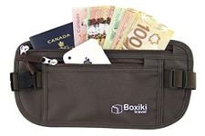 Boxiki Travel Hidden Passport Holder for Men & Women - RFID Blocking Slim Money Belt - Safe & Secure Travel Wallet for Phone, Passport, Credit Cards & Cash (Brown)