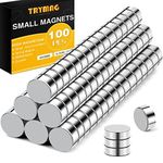 TRYMAG Refrigerator Magnets 100 Pcs, Small Round Disc Fridge Magnets, Multi-Use Tiny Cylinder Office Magnets for Whiteboard, Crafts,Dry Erase Board