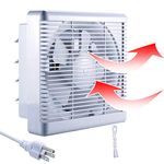 SAILFLO Exhaust Shutter Fan 10 Inch 470 CFM Large Airflow 2 Direction Reversible Airflow Wall Mounted Ventilation Blower for Vents Attic Kitchen Bathroom Basement 10" Propeller - 14"×14" Panel