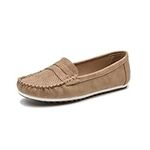 MecKiss Loafers for Women Comfy Flats Ladies Slip On Walking Shoe Driving Boat Moccasins Casual Nursing Shoes(Camel PU, Numeric_6)