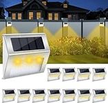 Fohil 12 Pack Solar Step Lights Stainless Steel Solar Stair Lights, Solar Powered 3 LEDs Deck Lights Outdoor Waterproof Solar Wall Lights for Fence, Patio, Path, Yard, Garage, Walkways Warm White