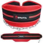 Dipping Belt Body Building Weight Lifting Dips and Pull ups with Long 34 Inches Chain -Best Weight Belt with Chain- Ideal Pull Up Dip Belt - Chin Up Belt - Premier Dipping Belt for Men & Women (RED)