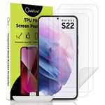 Qwikfone [3 Pack Flexible TPU For Samsung Galaxy S22 Screen Protector Film [Easy Installation Tool] [100% Fingerprint Unlock] Case Friendly, Bubble Free, Anti-scratch, 100% Clarity [Not Glass]