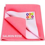 BeyBee Instadry Anti-Piling Fleece Extra Absorbent Quick Dry Sheet for New Born Babies, Cotton Bed Protector Mattress, Reusable Waterproof Baby Cot Sheet for Infant, Large Size 140x100cm, Salmon Rose