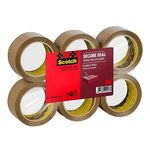 Scotch Secure Seal Packaging Tape Brown 50 mm x 66 m 6 Rolls/Pack - Ideal for Packing Boxes and Parcels