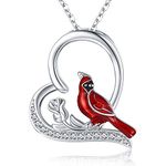 JUSTKIDSTOY Cardinal Necklace Jewelry 925 Sterling Silver Cute Red Bird Pendant Necklace Sympathy Gifts for Women s