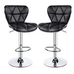 Decor & More Bar Stool | Modern Height Adjustable Bar Chairs for Home | 360 Degree Swivel Seat Top | Bar Chair for Home Kitchen with Footrest | Bar Stools Set of 2 (Metal) - Black