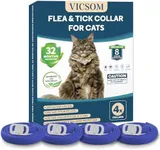 VICSOM 4 Pack Cat Flea Collar - Adjustable, Waterproof Flea and Tick Prevention for Cats and Kittens - 32 Months Protection - Flea and Tick Treatment - Blue