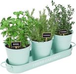 PERFNIQUE Herb Garden Planter, Farmhouse Plant Pots, Windowsill Herb Garden Kit with Tray, Window Pots for Indoor/Outdoor Plants (Mint)