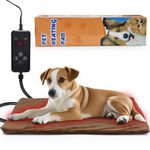 NAMOTEK Pet Heating Pad Adjustable Temperature with Timer, Waterproof Heated Mat with Chew Resistant Cord, Auto Power-Off Electric Indoor Pet Heat Pad for Dogs and Cats