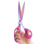 Sharp Sewing Scissors, Professional Heavy Duty Titanium Coating Forged Stainless Steel Multi-Purpose Shears for Fabric Leather, Dressmaking, Tailoring, Quilting, Home & Office, Art & School, 10 inch