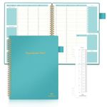 Appointment Planner Book Undated, Hourly Schedule Planner with 15-Minute Increments, Appointment notebook with Weekly / Daily Templates, Flexible Cover, Spiral Binding Notebook for Men & Women, Pen Loop, Inner Pocket 53 Weeks(7.8x10”) Teal