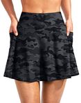 Kayrth Women's High Waisted Swim Skirt with Zipper Pockets Tummy Control Bathing Suit Swimsuit Tankini Bottoms, Black Camo, Medium