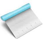 Bench Scraper, Rainspire Stainless Steel Dough Scraper, Pastry Scraper, Pizza and Dough Cutter Multi-Purpose Scraper/Chopper, Pizza Cutter Food Chopper Baking Supplies Kitchen Gadgets, Blue