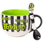 Silver Buffalo Beetlejuice on Stripes Boxed Ceramic Soup Mug with Spoon, 24 Ounces