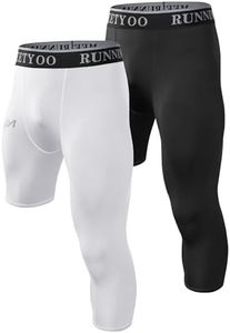 MEETYOO Men's 3/4 Compression Pants, One Leg Compression Capri Tights Pants Basketball Athletic Running Leggings