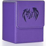 UAONO Card Deck Box for Yugioh MTG Cards, 100+ Deck Case with 2 Dividers Fits TCG CCG, PU Leather Card Storage Box Compatible with Collectible Trading Cards (Purple, Sky Dragon)