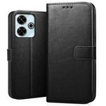 CEDO Redmi 13 (5G) Flip Cover | Leather Finish | Inside Pockets & Inbuilt Stand | Shockproof Wallet Style Magnetic Closure Back Case Flipcover (Black)