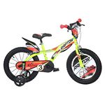 Raptor Children's Bicycle Boys 14 Inch with Brakes on Handlebar Stabilisers Yellow