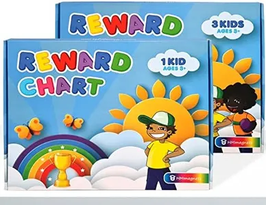 Reward Chart for 1 Kid + 3 Kids - Each with 127 Pre-Written Stickers & 30 Customizable Chores - Behavior, Responsibility & Incentive Weekly Routine Star Chart for Your Fridge
