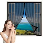 Magnetic Fly Screen Door 94 x 175 cm Magnet Silent, Anti Mosquito Upgrade Enhanced Screen Mesh No Gap, Easy to Install without Drilling for Window, Patio Doors, Black