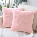 Amazon Brand - Umi Ruffle Decorative Cushion Cover 16x16 Inch - Set of 2, Super Soft Both Side Fur Solid Square Pillow Covers for Sofa, Living Room or Home Decor - 40x40 cm - Peach