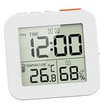 Fonowx Digital Shower Clock, Kitchen Timer Clocks with Alarm, Waterproof Shower Timer for Cooking, Dressmaker, Kids, Makeup, Chef, White