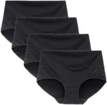 LIQQY Women's Cotton Briefs High Waist Breathable Underwear Full Coverage Soft Comfortable Panties for Everyday Wear 4-Pack