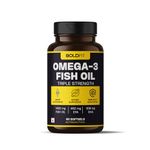 Boldfit Fish Oil Capsules Fish Oil Omega 3 Capsules for Men and Women Triple Strength Omega 3 Fish Oil 550 Mg EPA & 350 Mg DHA Triple Strength Fish Oil for Brain, Bones & Joint Support - 60 Capsules