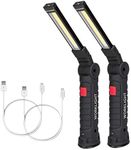 LED Work Light Rechargeable, OTYTY COB Portable Work Lights with Magnetic Base, 5 Modes, Hanging Hook and Water-Resistant Super Bright LED Flashlight Lamp for Car Repair, Emergency Use (2 Pack Large)