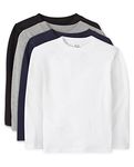 The Children's Place Boys Basic Long Sleeve Tee, Black/H Smoke/New Navy/White 4-Pack, 5T