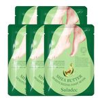 SULADEC Moisturizing Foot Mask with Shea Butter and Goat Milk, Hydrating Foot Masks for Dry Cracked Feet, Dry Skin Moisturizer for Soft and Smooth Touch Feet - Men Women - 5 Pairs