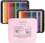 rubens Watercolor Pencils Sets, 48 Counts Soft Core Colored Pencils, Professional Artist Watercolor Pencils, Water Soluble Colors Pencils In A Metal Box for Adult Coloring, Drawing, Sketching