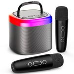 JYX Mini Karaoke Machine, Portable Bluetooth Karaoke Speaker with 2 Wireless Microphones and Party Lights for Kids and Adults, Birthday Gifts for Girls Boys Family Home Party(Black)