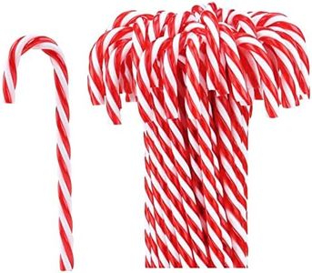 HERZWILD 32pcs Canne de Bonbons Plastique de Noël, Suspendus Candy Cane de Noël, Ornements de Canne de Bonbon, Cadeau de Fête de Décoration de Maison de Vacances de Noël Nouvel