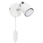 MiniSun Modern White and Chrome Single Adjustable Wall Spotlight with Practical Plug, Cable and Switch