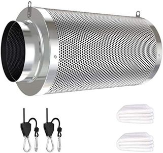 Vanleno 4inch Carbon Filter Odor Control with Australia Virgin Charcoal Two Prefilter 1 Pair Rope Ratchet Included for Inline Duct Fan, Grow Tent, Hydroponics, Odor Scrubber