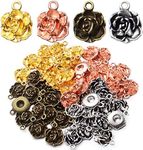 60pcs Rose Pendant Charm Tibetan Alloy Rose Flower Charms Pendants Flower Bead Charms DIY Earrings Bracelet Necklace Jewelry Making for Birthday Valentine's Gifts,4 Colors