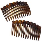 Camila Paris CP33/2 French Hair Side Combs Small Set of 2 Tortoise Shell Flexible Durable Cellulose Hair Combs, Strong Hold Hair Clips for Women, No Slip Styling Girls Hair Accessories, Made in France