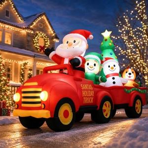 10FT Christmas Inflatables Santa Holiday Truck Car Outdoor Decorations